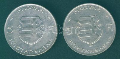 1947. 5Ft Ag "Kossuth" (2x) T:2,2/3