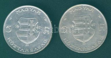 1947. 5Ft Ag "Kossuth" (2x) T:2,2/3