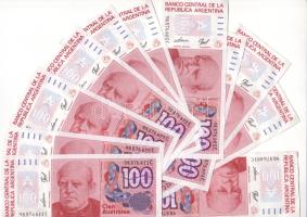 Argentina 1985-90 100A 11db egymást követő sorszámokkal! T:I