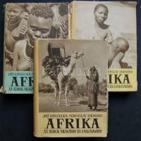 1955 Jirí Hanzelka: Afrika, az álmok világában és valóságban regény mind a 3 teljes kötete a Művelt Nép Könyvkiadótól, Budapest, néhol szakadt papírborítóval de jó állapotban