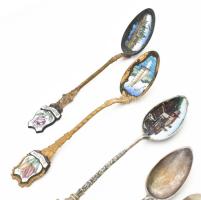 6 darab klf díszkanál, közte Budapest, Balaton, Nürnberg látképes zománcozott