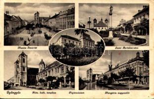 1940 Gyöngyös, Hanisz Imre tér, Római katolikus templom, főgimnázium, Szent Bertalan utca, Hungária nagyszálló (Rb)