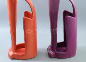 Zsolnay ún. "Csőcica" - nagyméretű macska pár. Terv.: Nádor Judit. Piros és lila mázzal be...