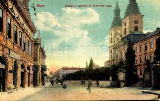 1927 Eger, Ciszterizi rendház és Széchenyi utca, üzletek (EK)