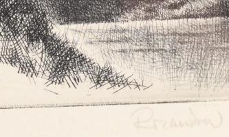 Rozanits Tibor (1931-): Vihar után (Görögország). Rézkarc, papír, jelzett. Számozott (75/100). Üvege...