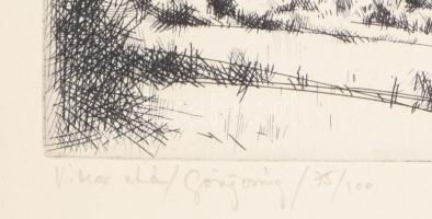 Rozanits Tibor (1931-): Vihar után (Görögország). Rézkarc, papír, jelzett. Számozott (75/100). Üvege...