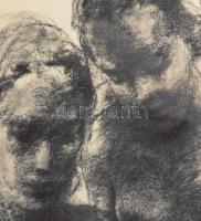 Jelzés nélkül: Női aktok. Szén, papír. Dekoratív, üvegezett, kissé sérült fakeretben, 32×24 cm