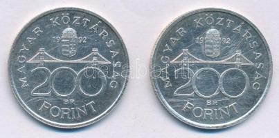 1992. 200Ft "MNB" Ag (2x) T:AU patina Adamo F13
