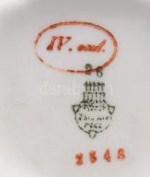 Zsolnay gyümölcsös virágköteg mintás kávés készlet, 1-1 lepattanással, hiányokkal