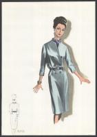 cca1960 3 db vintage női divatkép, ofszet nyomat, papír, 34x23,5 cm