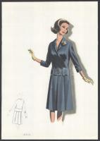 cca1960 3 db vintage női divatkép, ofszet nyomat, papír, 34x23,5 cm