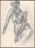 Bod László (1920-2001): Emma portréja, 1957. Ceruza, papír, jelzett. 32x24 cm. Hátoldalán férfi portré.