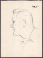 Bod László (1920-2001): Emma portréja, 1957. Ceruza, papír, jelzett. 32x24 cm. Hátoldalán férfi port...