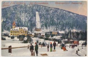 1920 Semmering, Wintersportplatz, Grand Hotel Erzherzog, Ski-Sprungschanze, Johann / hotel, winter sport, ski jumping hill, sledding people (fa)