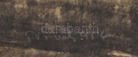 Novák Lajos (1927-1989): Beszélgetők a város szélén, 1956. Szén, papír, jelzett, paszpartuban, 25,5×...