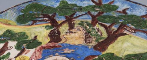 cca 1920, Hódmezővásárhely, Hunyadi Jánost ábrázoló nagyméretű dísztál. Jelzett, korának megfelelő m...