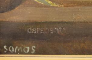 Somos Miklós (1933-2009): Párbeszéd. Olaj, vászon, jelzett. Hátoldalán autográf felirattal és Képcsa...