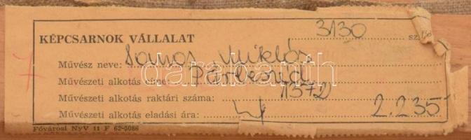 Somos Miklós (1933-2009): Párbeszéd. Olaj, vászon, jelzett. Hátoldalán autográf felirattal és Képcsa...