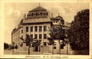 1918 Balassagyarmat, M. kir. igazságügyi palota + &quot;LOSONCZ - ASZÓD 236 SZ. A&quot; vasúti mozgóposta bélyegző (fl)