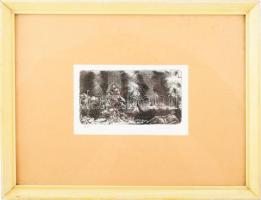 Tarjáni Simkovics Jenő (1895-1995): Kis tájkép, rézkarc, papír, jelzett, számozott (50/39). Üvegezet...