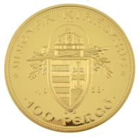 1938. 100P aranyozott Cu utánverete "R" jelzéssel, kapszulában (45mm) T:PP