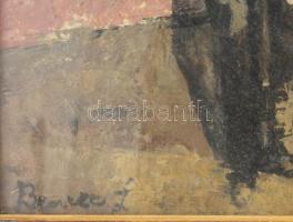 Bencze László (1907-1992): Kompzíció. Olaj, farost, jelezve balra lent. Hátoldalán Képcsarnok Vállal...