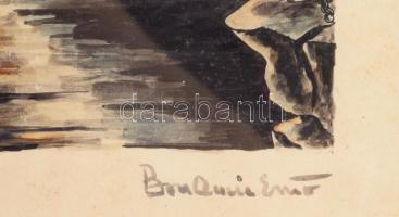 Olvashatatlan (...Ernő,) jelzéssel: jelenet, 1936. Akvarell, papír, üvegezett fakeretben, 18,5×23 cm