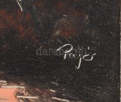 Papp József (1957-): Ferde dimenzió. Olaj, farost. Jelzett. Fakeretben. 12,5x13,5 cm