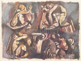 Kádár Béla jelzéssel: Alakok. Vegyes technika, papír. Üvegezett fakeretben. 30x40 cm