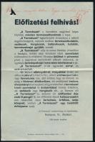 1930 Előfizetési felhívás a Természet című képes folyóiratra a Budapesti Állatkerti Szerkesztőség kiadásában