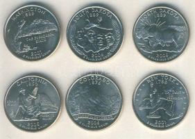 USA 2005-2006. 1/4$ 6klf db "Washington, Dél-Dakota, Észak-Dakota, New York, Colorado, Kaliforn...