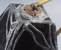 Horváth Márton (1941-2013): Ólomüveg búrás lámpa. Szecessziós bronz asztali lámpa, a búra Horváth Má...