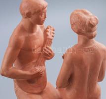 Horváth János (Budapest, 1940 - ): Szerenád. Égetett kerámia, jelzett a talpon: HJ, m: 29,5 cm