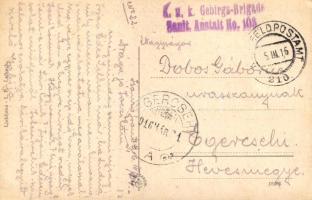 1916 Ljubljana, Laibach; + "K.u.K. Gebirgs-Brigade Sanit. Anstalt No. 103" (EB)