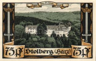 Német Birodalom / Weimari Köztársaság / Stolberg DN 25Pf + 50Pf + 75Pf 3 klf db, teljes sor T:I