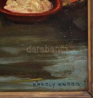 Károlyi Andor (1894-?): Mosónők. Olaj, karton, jelezve jobbra lent. Dekoratív, áttört, sérült fakere...