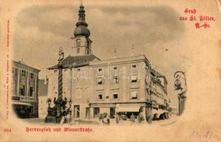 Sankt Pölten, Herrenplatz und Wienerstraße / street view, square, shops (EK)