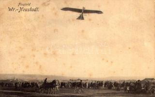 1912 Wiener Neustadt, Bécsújhely; Flugfeld / airfield with aircraft. Verlag von A. J. Kuderna (fl)