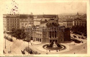 1918 Wien, Vienna, Bécs; Deutsches Volkstheater / theatre, tram (wet corners)