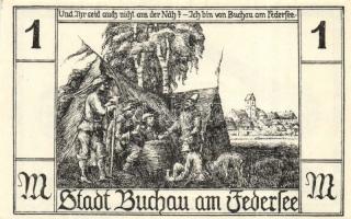 Német Birodalom / Weimari Köztársaság / Buchau 1921. 25Pf + 50Pf + 1M + 2M + 3M + 5M 6 klf db, telje...