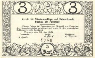 Német Birodalom / Weimari Köztársaság / Buchau 1921. 25Pf + 50Pf + 1M + 2M + 3M + 5M 6 klf db, telje...