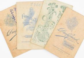 cca 1890-1900 4 db kolozsvári műtermekben készült keményhátú fotó, 10,5×6,5 cm