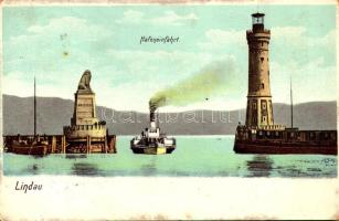 Lindau, Hafeneinfahrt / port, lighthouse. Heliocolorkarte von Ottmar Zieher (EK)