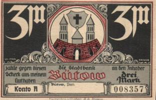 Német Birodalom / Weimari Köztársaság / Bütow DN 50Pf + 75Pf + 1M + 2M + 3M 5 klf db, teljes sor T:I