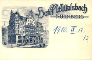 1910 Nürnberg, Nuremberg; Hotel Wittelsbach advertisement postcard, litho