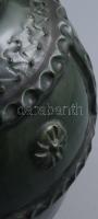 cca 1900, Zöldmázas kerámia váza, kis sérülésekkel, m: 27,5 cm