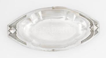 cca 1920, Jugendstil kínáló, ezüstözött, kopott, 33x16 cm