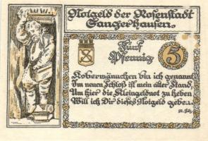 Német Birodalom / Weimari Köztársaság / Saugerhausen 1921. 5Pf + 10Pf + 25Pf + 50Pf 4 klf db, teljes...