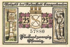 Német Birodalom / Weimari Köztársaság / Saugerhausen 1921. 5Pf + 10Pf + 25Pf + 50Pf 4 klf db, teljes...