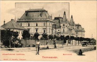 Temesvár, Timisoara; Józsefvárosi indóház, vasútállomás. J. Raschka kiadása / Iosefin railway station